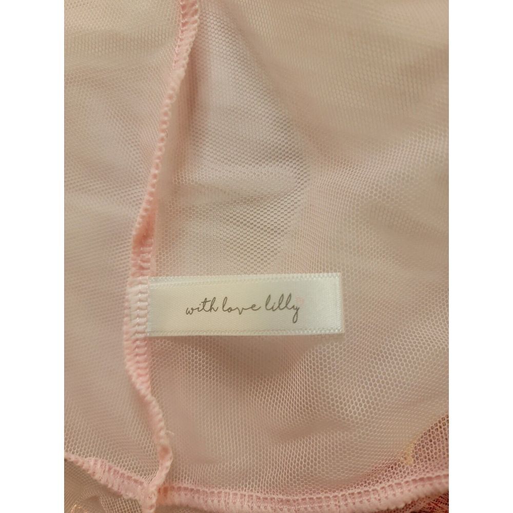 With Love Lilly Pink Sheer Flower embroidery Cuff Size Large Robe - Picture 5 of 6
